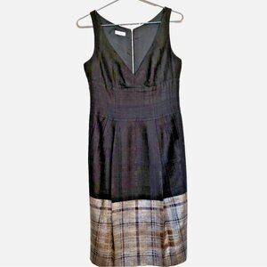 DRIES VAN NOTEN black & silver cotton/linen pencil dress size 36 (small)